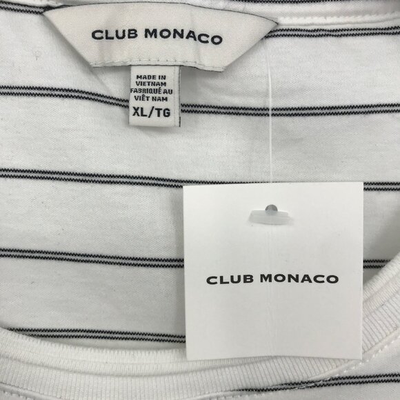 Club Monaco Mens Short Sleeve Refined Stripe T-Shirt White Black XL NEW - Picture 4 of 6